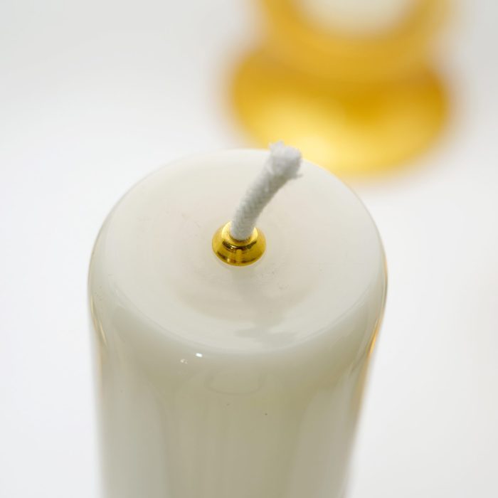 手工白玉酥油灯-PX和平-一体玻璃底座款-高31cm/33cm一对 - 图片 4