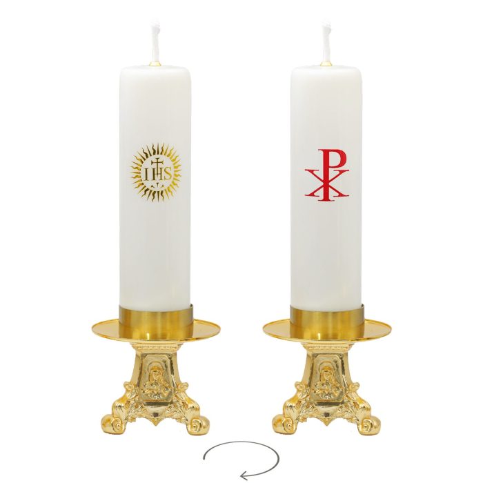 手工白玉酥油灯-PX和平-带合金底座-高31cm/33cm一对 - 图片 2