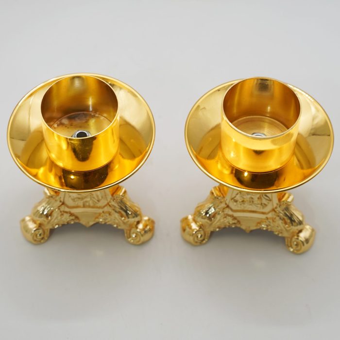 手工白玉酥油灯-PX和平-带合金底座-高31cm/33cm一对 - 图片 4