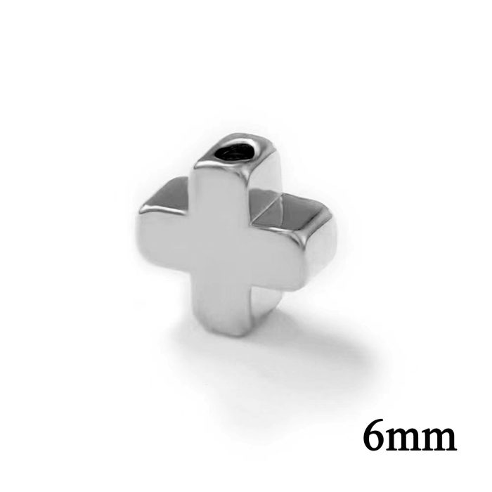DIY双通-素雅十字架-黄铜镀银-6mm