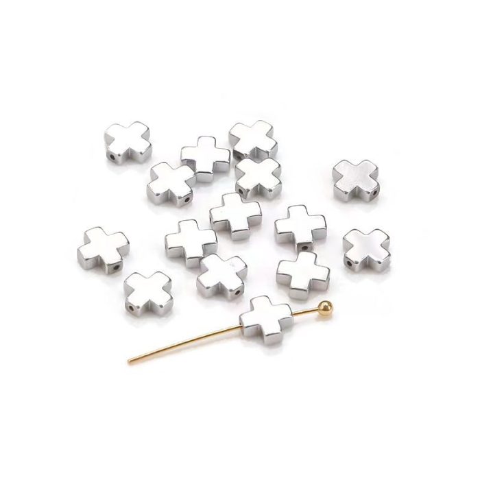 DIY双通-素雅十字架-黄铜镀银-0.6cm - 图片 2