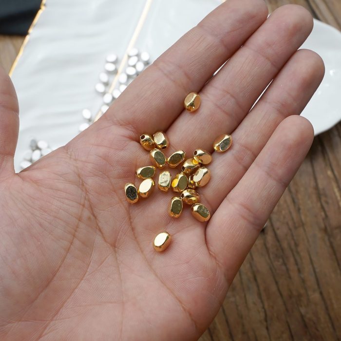 DIY珠子-方珠-锌合金-镀金-7mm-10颗/包 - 图片 2