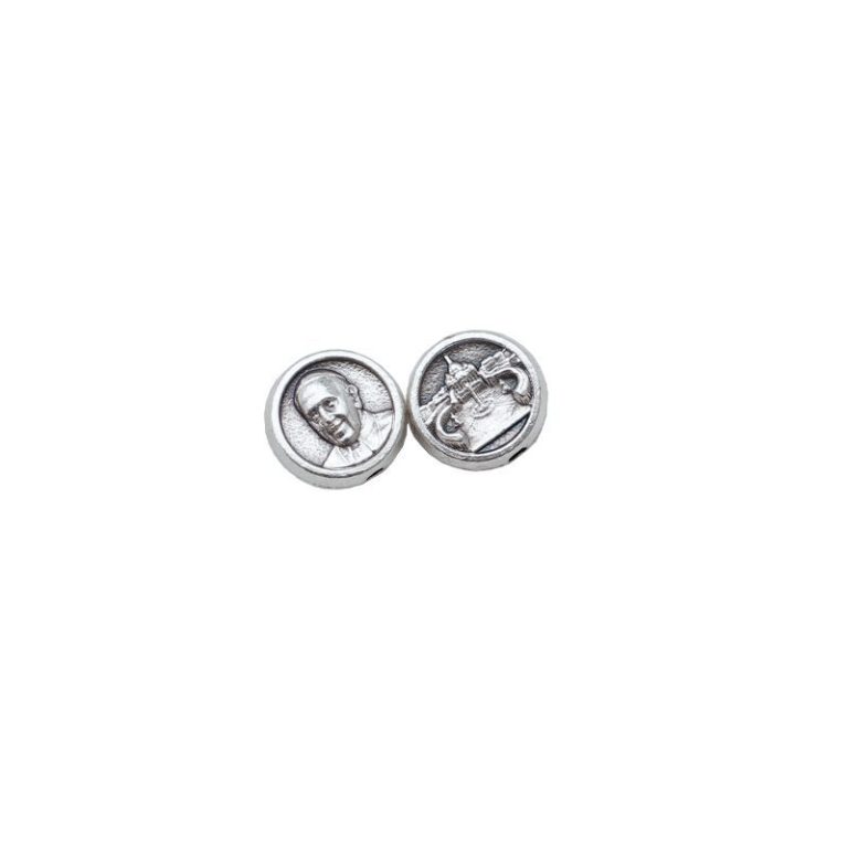 DIY珠子-教宗方济各-圆形-锌合金-镀银-9mm-10颗/包