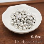 DIY珠子-玫瑰花-锌合金银色-0.6cm-10颗/包