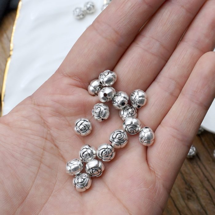DIY珠子-玫瑰花-锌合金-8mm-10颗/包 - 图片 3