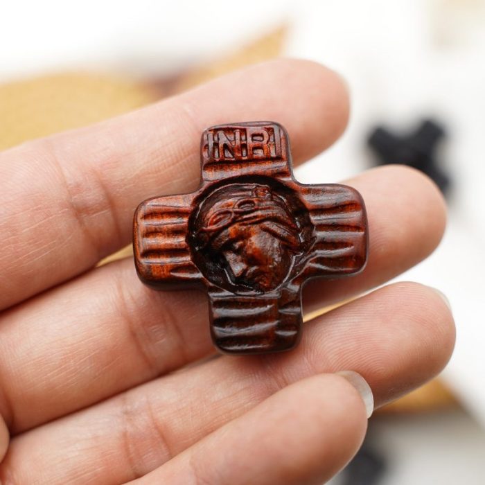 项链-方形十字架-紫檀木-3.2cm-可调绳长66cm - 图片 3