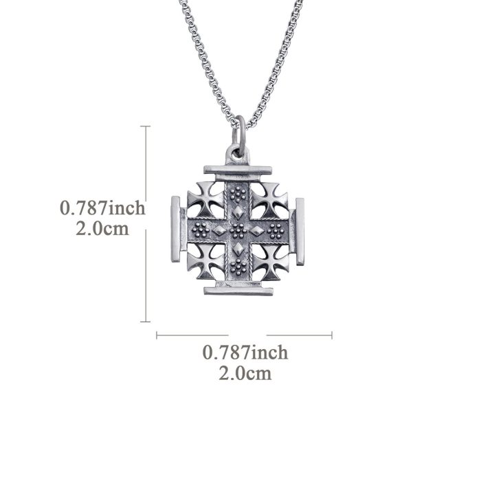 吊坠十字架-耶路撒冷-复古-925银-2.0cm（送60厘米钛钢链） - 图片 3