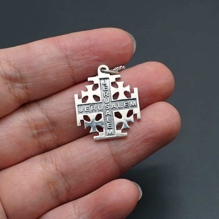 吊坠十字架-耶路撒冷-复古-925银-2.0cm（送60厘米钛钢链） - 图片 8