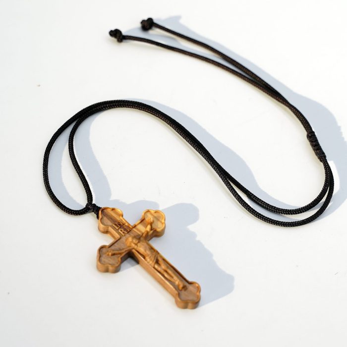 十字架项链-橄榄木-自然巧克力纹-5.5cm-绳长70cm - 图片 5