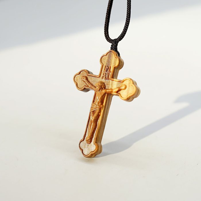 十字架项链-橄榄木-自然巧克力纹-5.5cm-绳长70cm - 图片 6