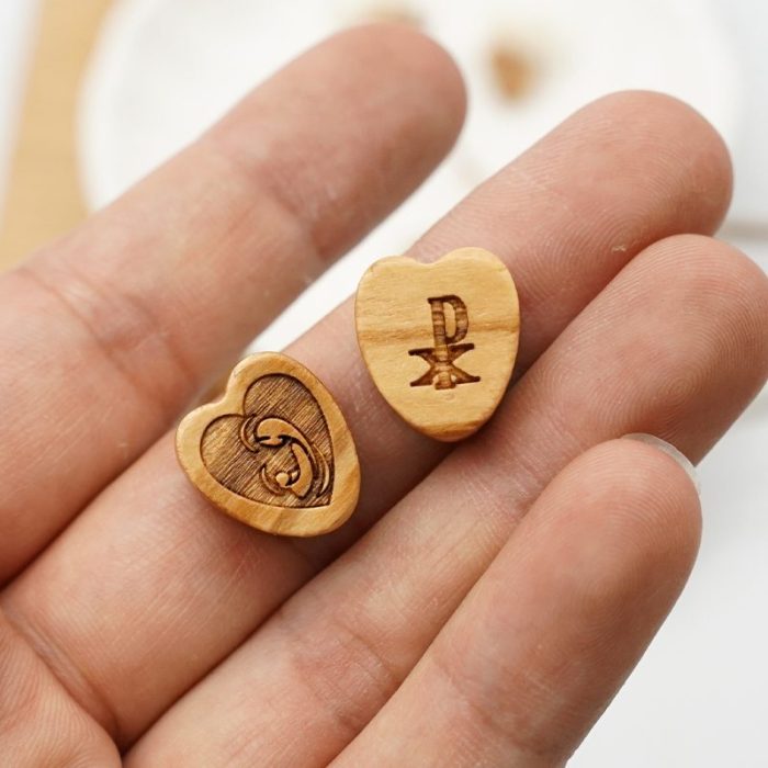 DIY三通-橄榄木-圣母抱耶稣-桃心-1.5cm - 图片 3