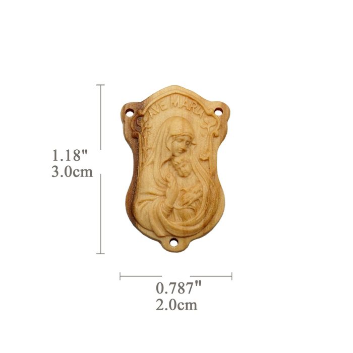 DIY三通-橄榄木-AVE-MARIA圣母抱耶稣-3.0cm - 图片 2