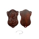 DIY三通-紫檀木-AVE-MARIA圣母抱耶稣-3.0cm