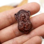 DIY三通-紫檀木-AVE-MARIA圣母抱耶稣-3.0cm - 图片 4