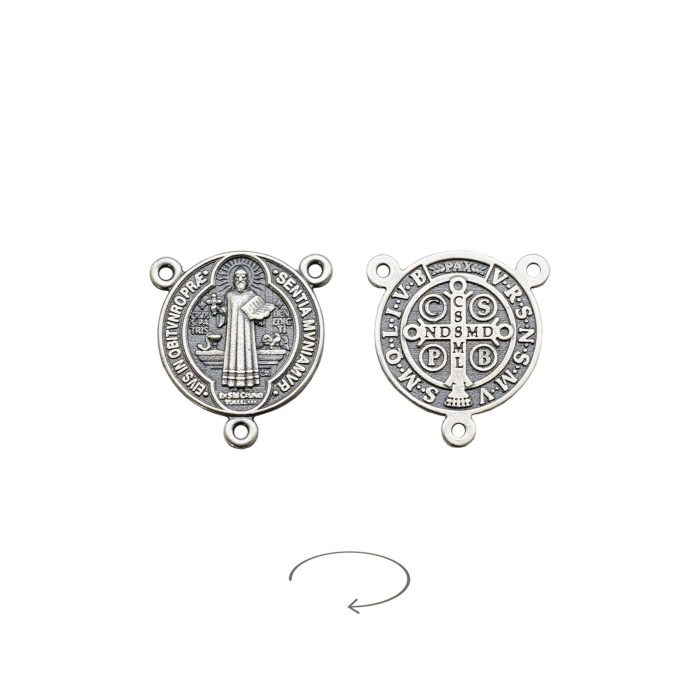 DIY三通-圣本笃-925银-做旧-1.5cm