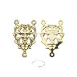 DIY三通-镂空花纹-黄铜镀14K-2.2cm