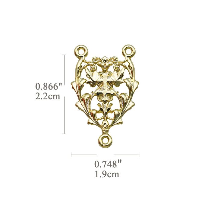 DIY三通-镂空花纹-黄铜镀14K-2.2cm - 图片 2