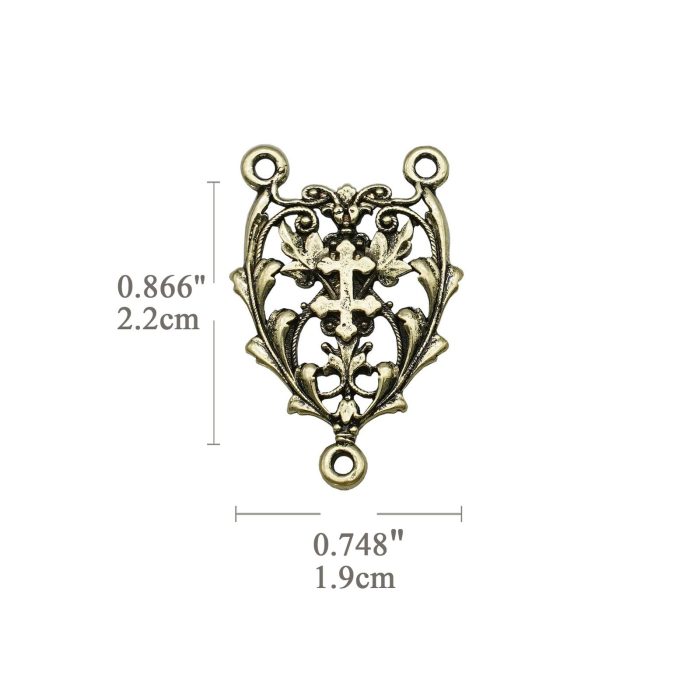 DIY三通-镂空花纹-黄铜古青铜色-2.2cm - 图片 2