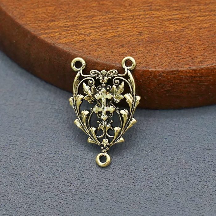 DIY三通-镂空花纹-黄铜古青铜色-2.2cm - 图片 3