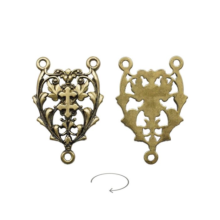DIY三通-镂空花纹-黄铜做旧-2.2cm