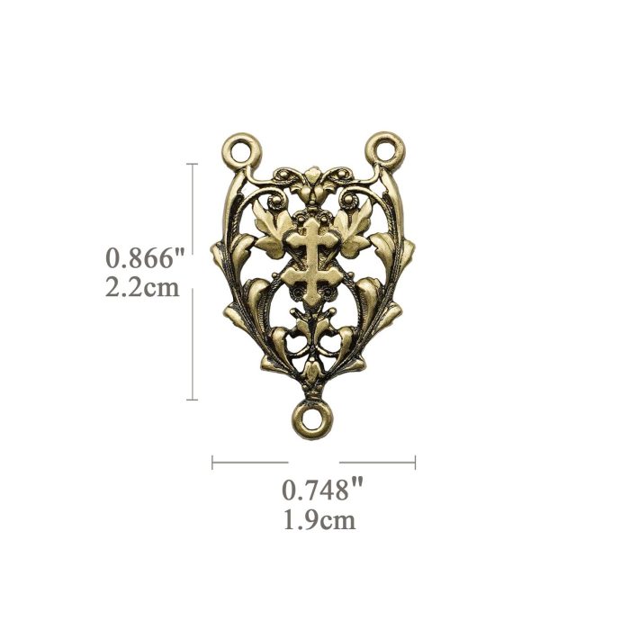 DIY三通-镂空花纹-黄铜做旧-2.2cm - 图片 2