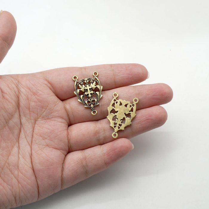 DIY三通-镂空花纹-黄铜做旧-2.2cm - 图片 3