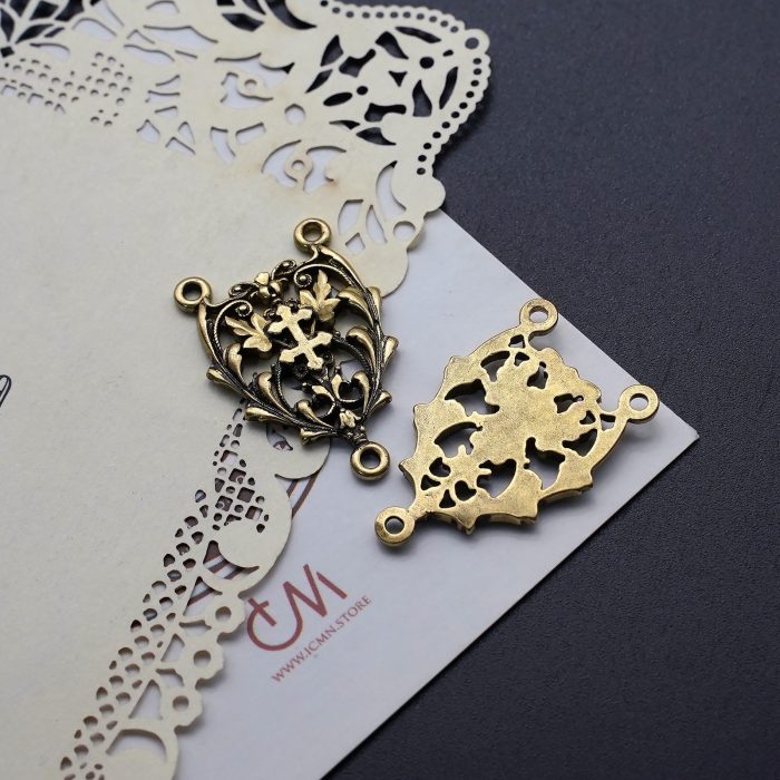 DIY三通-镂空花纹-黄铜做旧-2.2cm - 图片 5