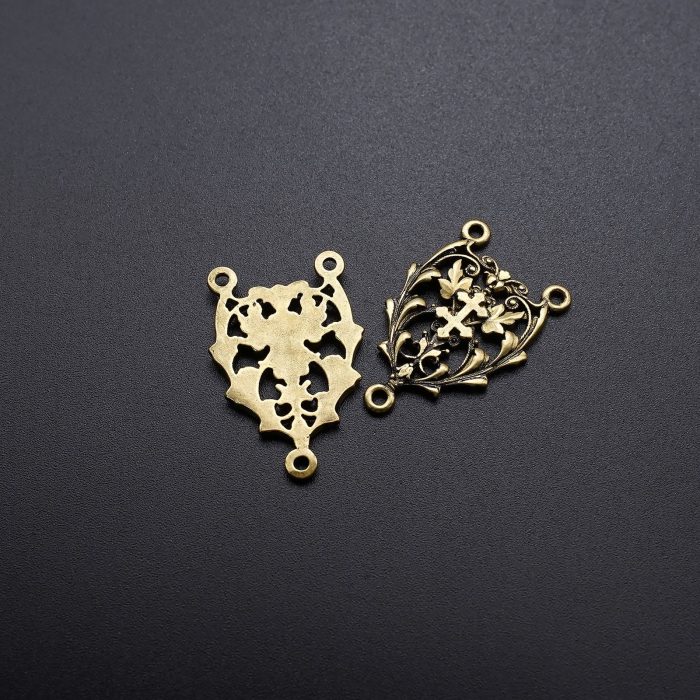 DIY三通-镂空花纹-黄铜做旧-2.2cm - 图片 6