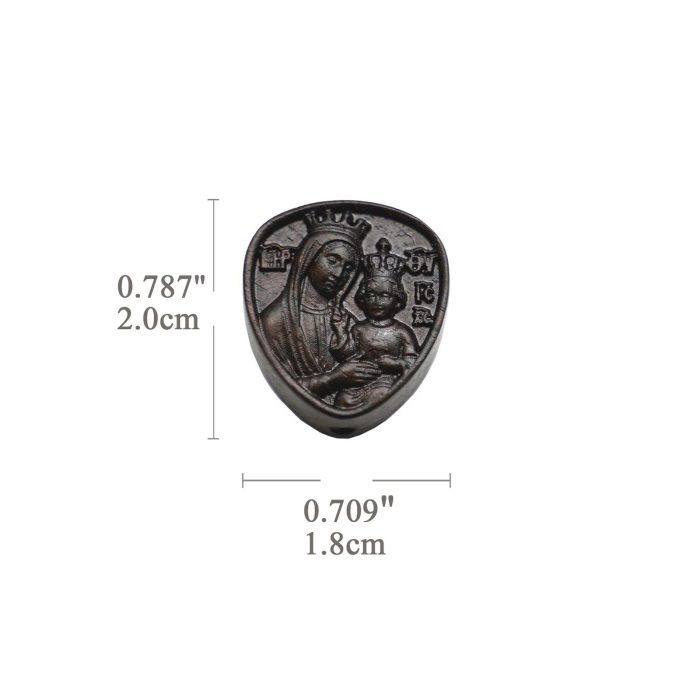 DIY三通-圣母抱耶稣-黑檀木-2.0x1.8cm - 图片 2