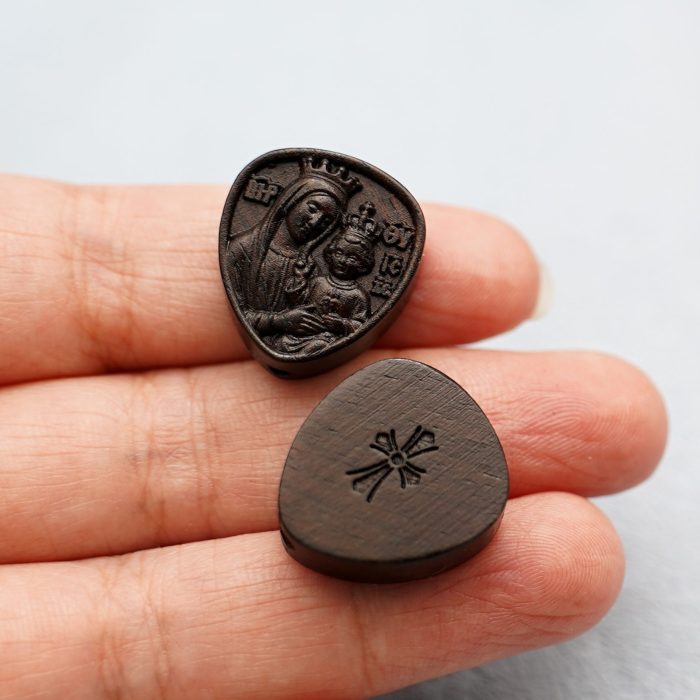 DIY三通-圣母抱耶稣-黑檀木-2.0x1.8cm - 图片 4