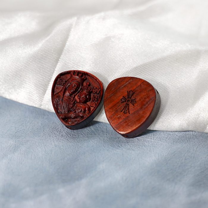 DIY三通-圣母抱耶稣-紫檀木-2.0x1.8cm - 图片 3