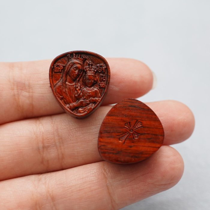 DIY三通-圣母抱耶稣-紫檀木-2.0x1.8cm - 图片 4