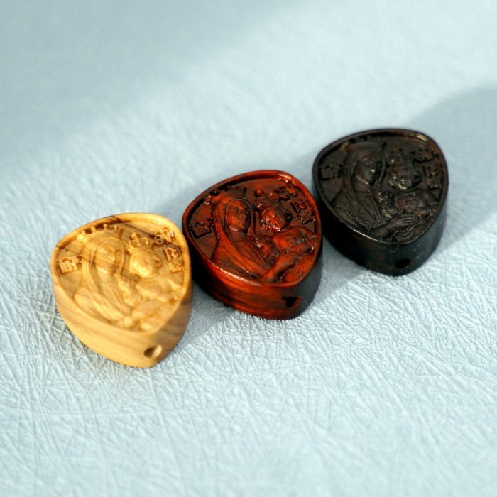 DIY三通-圣母抱耶稣-紫檀木-2.0x1.8cm - 图片 7