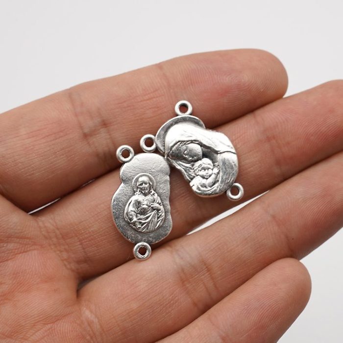 DIY三通-圣母抱耶稣-椭圆异形设计-锌合金-1.5/2.0cm - 图片 4