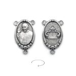 DIY三通-方济各+伯多禄广场-椭圆带玫瑰花-锌合金-2.2cm