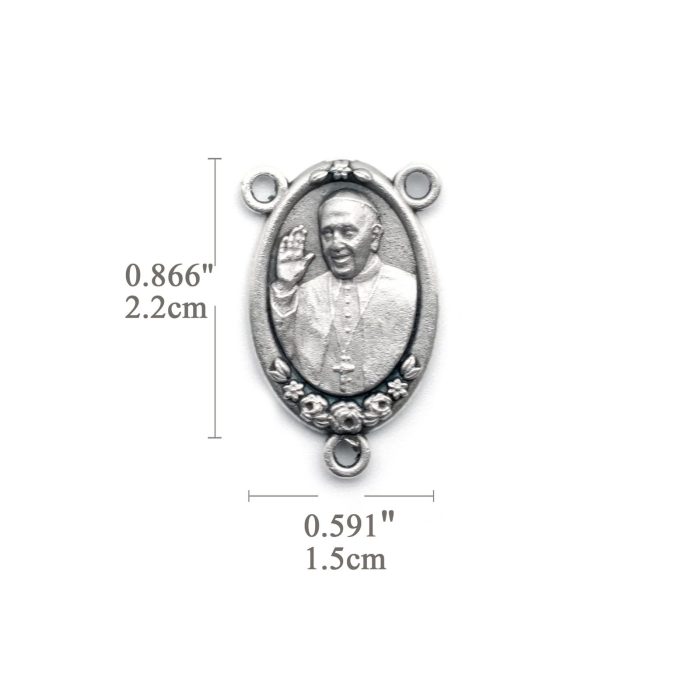 DIY三通-方济各+伯多禄广场-椭圆带玫瑰花-锌合金-2.2cm - 图片 2