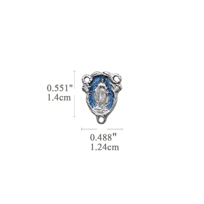 DIY三通-圣母显灵-锌合金-蓝珐琅-1.4x1.24cm - 图片 2