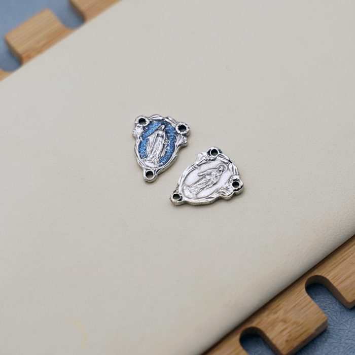 DIY三通-圣母显灵-锌合金-蓝珐琅-1.4x1.24cm - 图片 4