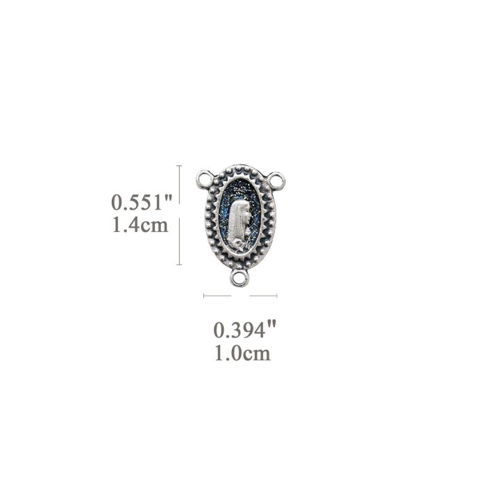 DIY三通-圣母-锌合金-蓝色-1.4x1cm - 图片 2