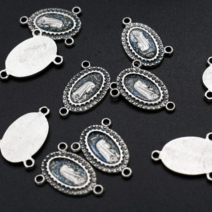 DIY三通-圣母-锌合金-蓝色-1.4x1cm - 图片 5