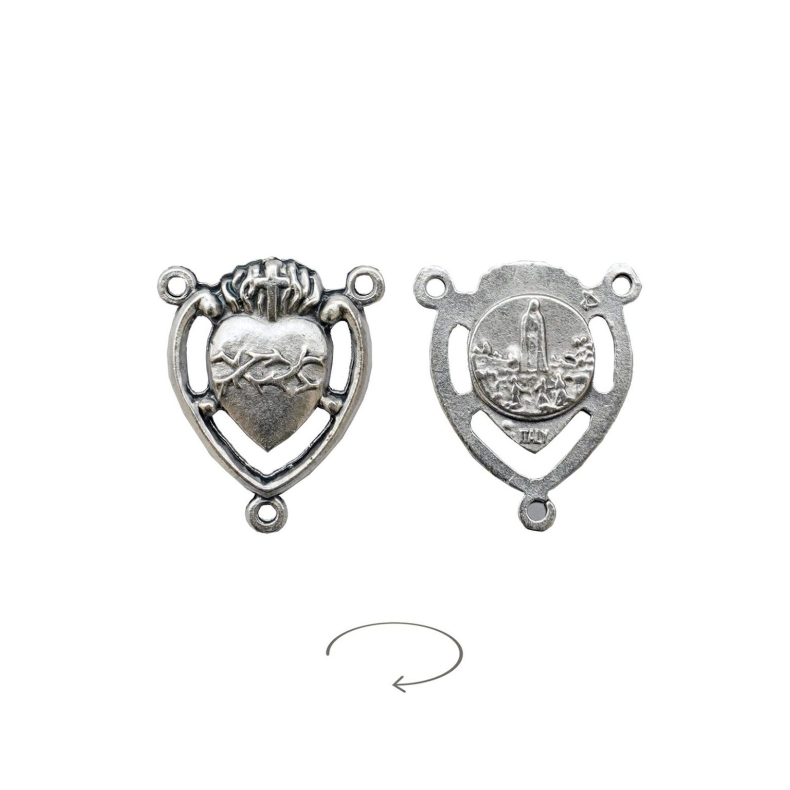 DIY三通-圣心+法蒂玛圣母小牧童-锌合金-1.8cm