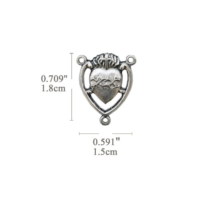 DIY三通-圣心+法蒂玛圣母小牧童-锌合金-1.8cm - 图片 2