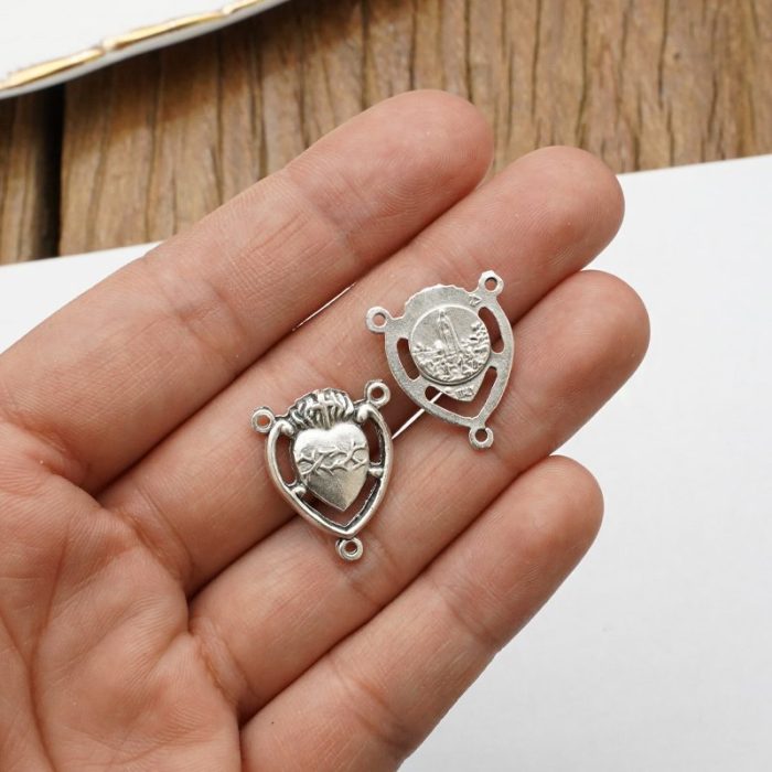 DIY三通-圣心+法蒂玛圣母小牧童-锌合金-1.8cm - 图片 3