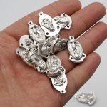 DIY三通-圣母+耶稣圣心-锌合金-2.2cm - 图片 3