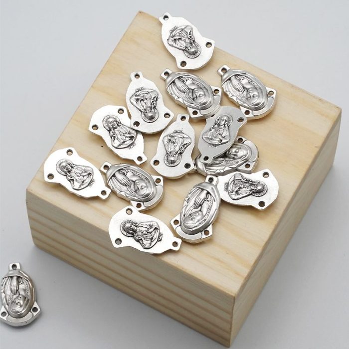 DIY三通-圣母+耶稣圣心-锌合金-2.2cm - 图片 4