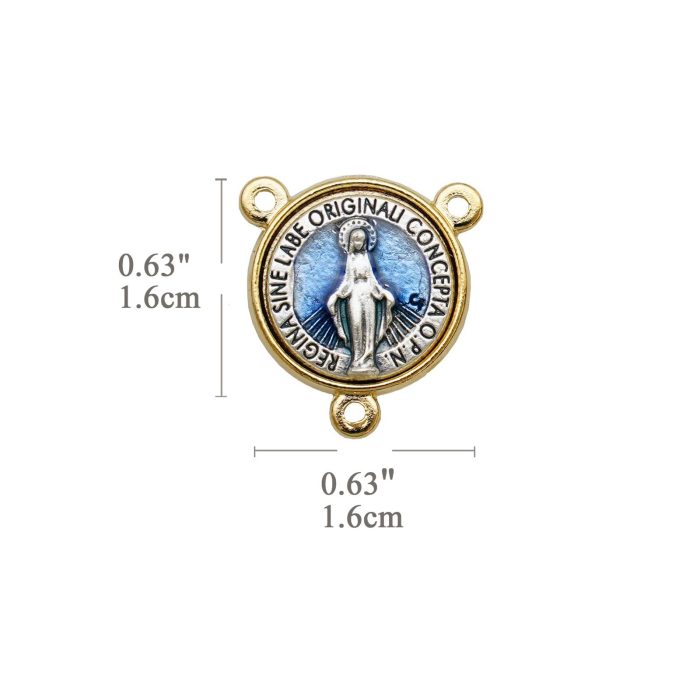 DIY三通-显灵圣母-锌合金-双色珐琅蓝-1.6cm - 图片 2
