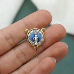 DIY三通-显灵圣母-锌合金-双色珐琅蓝-1.6cm - 图片 3
