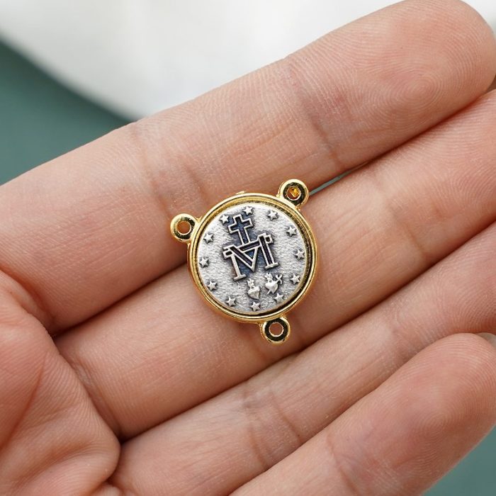 DIY三通-显灵圣母-锌合金-双色珐琅蓝-1.6cm - 图片 5