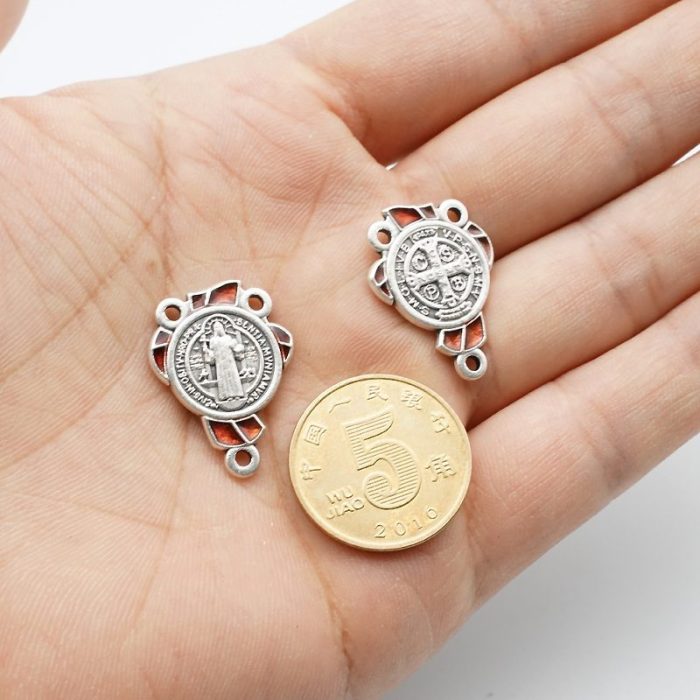 DIY三通-圣本笃-锌合金-红色-2cm - 图片 3