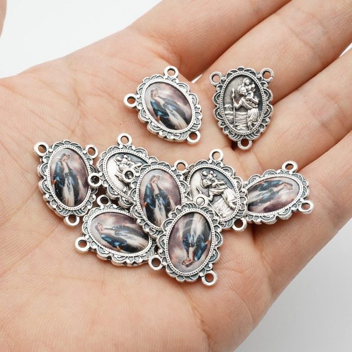 DIY三通-圣母显灵+圣基多福-锌合金-树脂-1.7cm - 图片 5